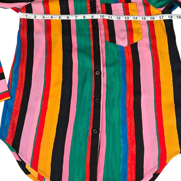 Who What Wear Multicolor Stripe Button-Down Blouse – Size XS (Y2K 90s Vibe) - Picture 6 of 9